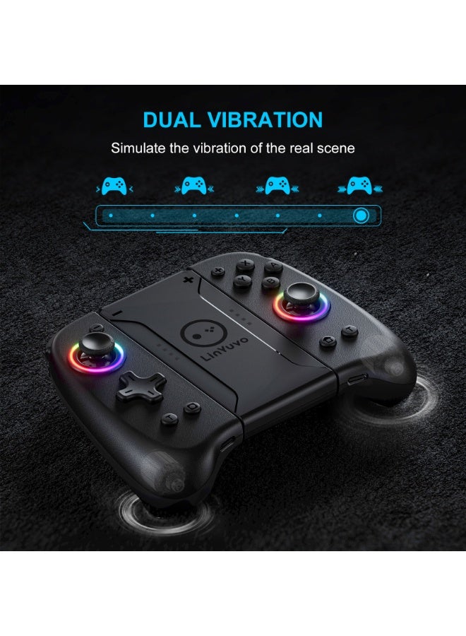 LinYuvo Classic Joypad LinYuvo KS31 Wireless Gaming Controller for Nintendo Switch/Switch Lite/Switch OLED with Multicolor RGB Light Ring, Exclusive Metal Joysticks, Adjustable Dual Shock, Six-Axis Gyroscope, Turbo Function, Adjustment Dual Motors Vibration, Anti-Friction Thumbsticks, Wake-Up Function - Image 5